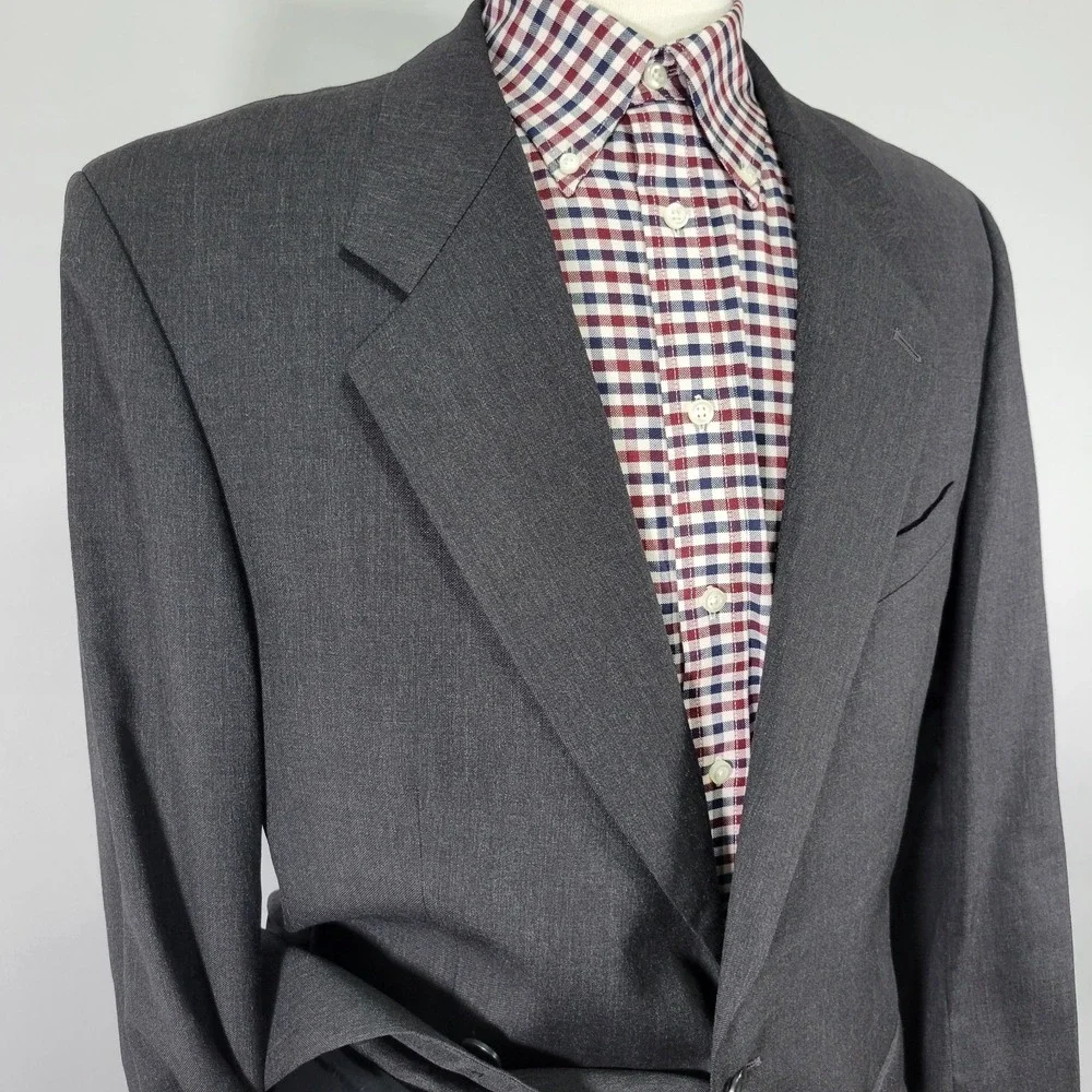 VTG Marshall Fields Men's Sport Coat Blazer Two Button Charcoal Wool Size 43L‎